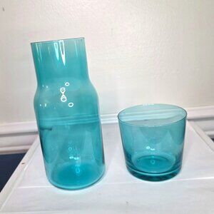 Jonathan Adler Biba Blue Bedside Carafe Carafe Cup Set NWT